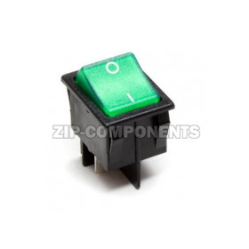 Кнопка биполярная зеленного цвета 20A, 4 контакта 250V